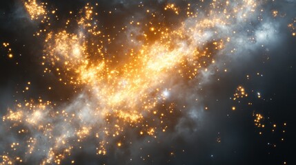 Fototapete - Fractal image of a galaxy or constellation in a 3D cartoon rendering