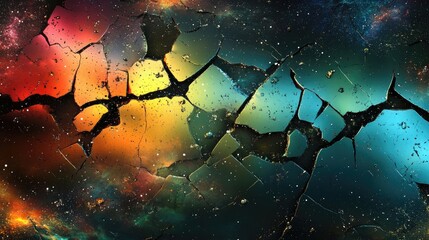 Aufkleber - Abstract background featuring multicolor space structures crackles and spots with a glass effect in a 3D cartoon rendering