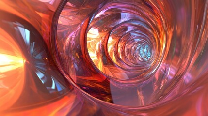 Poster - 3D cartoon depiction of a translucent vortex featuring fractal elements lights and textures designed to enhance projects focused on science technology and design