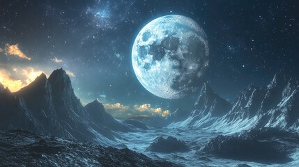 Wall Mural - Beautiful moon in a 3D cartoon rendering