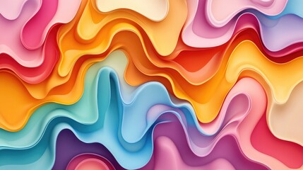 Poster - Colorful abstract background featuring a 3D cartoon rendering Modern graphic art with creative wavy multi color designs perfect for banner design Digital fantasy effect ideal as trendy desktop wal