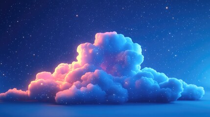 Poster - Epic night cloud with Milky Way stars in a 3D cartoon rendering