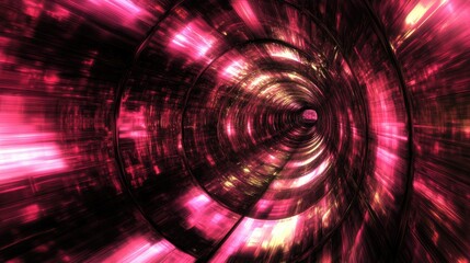 Poster - Abstract speed tunnel warp in a 3D cartoon rendering featuring distortion of space and travel through time