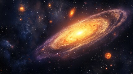 Poster - Nebula and galaxies in space depicted in 3D cartoon rendering