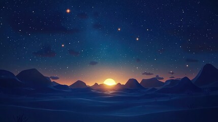 Aufkleber - Beautiful stars and the Milky Way in the night sky depicted in 3D cartoon rendering