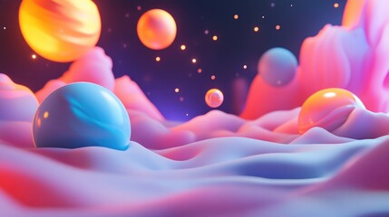 Leinwandbilder - Abstract backdrop in 3D cartoon rendering of space