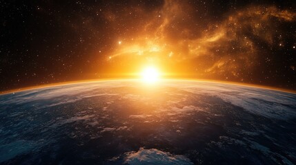 Aufkleber - Cartoon 3D rendering of a sunrise in space