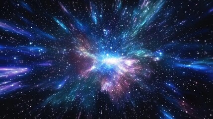 Fototapete - High definition star field background in a 3D cartoon rendering Colorful starry night sky and outer space texture