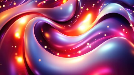 Leinwandbilder - Abstract illumination depicted in a 3D cartoon rendering featuring a twisting pattern of multicolored white red glowing lights