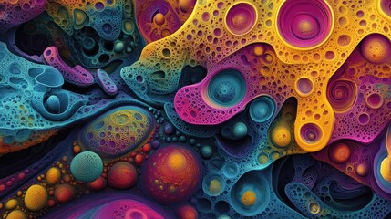 Poster - Colorful abstract pattern background created in 3D cartoon rendering Modern graphic art and fractal artwork for creative decoration on printed products Design element for digital fantasy painting 