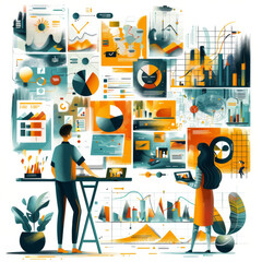 Poster - Software development isometric concept. Web design Technology process of Software develop