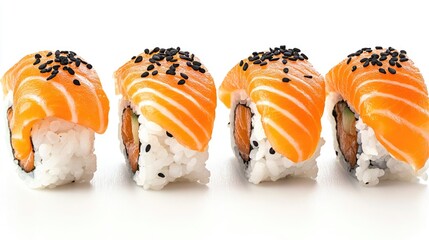 Poster - savoring salmon nigiri and maki sushi served fresh for lunch generative ai