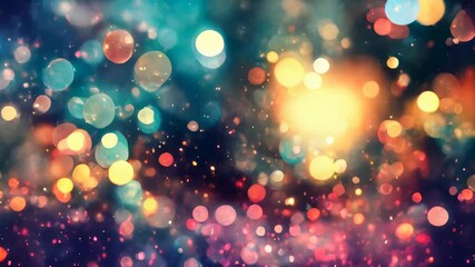 Poster - Vibrant bokeh lights in multiple colors against a dark background, creating a warm and festive atmosphere with a soft glow.