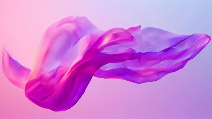 Poster - Soft pink and purple fabric flowing and suspended in mid-air, creating a graceful and airy abstract design.