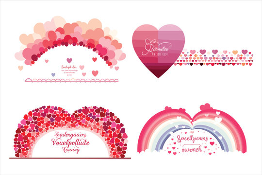 Vibrant Flying Hearts Circle Silhouette Vector Cartoon Image