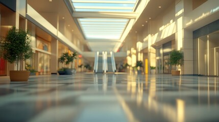 Poster - Blurry 3D rendering of a shopping mall