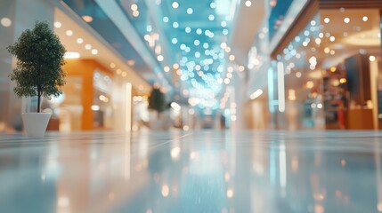 Poster - 3D rendering of an abstract blur and bokeh effect in a retail environment and shopping mall interior for background use