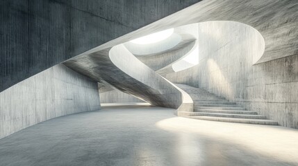 Poster - Abstract architectural background featuring an empty rough concrete interior 3D rendering