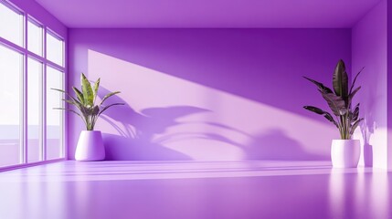 Poster - 3D rendering of a purple empty studio room with a gradient background designed for product display