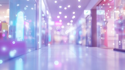 Poster - 3D rendering of an abstract blurred and defocused interior of a shopping mall department store ideal for background use