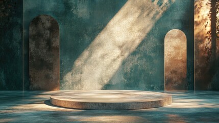 Poster - Abstract background featuring a podium and wall scene 3D illustration with 3D rendering