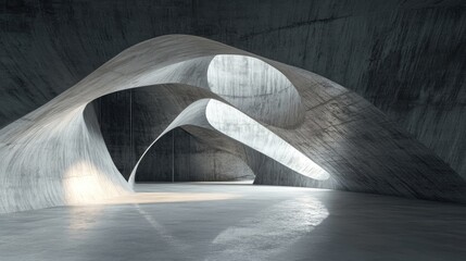 Poster - Abstract modern interior with empty space and concrete walls 3D rendering