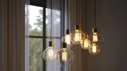Poster - 3D rendering of electric lighting lamps and bulbs