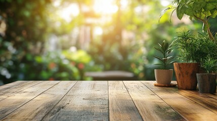 Poster - 3D Rendering of a Tabletop with Blurred Background Interior