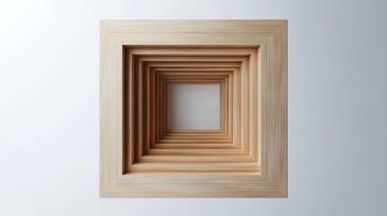 Poster - 3D rendering of a contemporary false ceiling design with a square shape and wood pattern on a white background