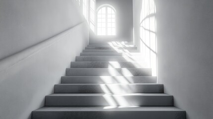 Poster - 3D rendering of a stairway leading to an upper level