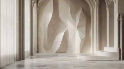 Poster - 3D rendering of walls featuring geometric shapes against a classic backdrop