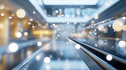Poster - 3D rendering of an abstract bokeh and blurred luxurious shopping mall interior ideal for background use