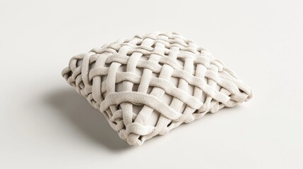 Poster - 3D rendering of a decorative woven pillow with intricate details on a white background