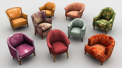 Poster - 3D rendering of chair sketches Illustration