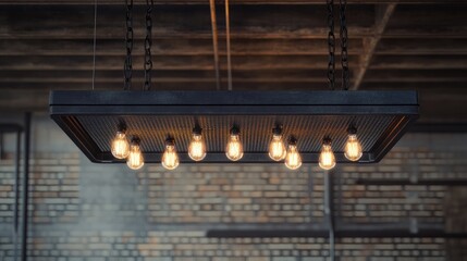 Aufkleber - 3d rendering of a vintage black metal grille ceiling lamp with light bulbs enhancing the interior de