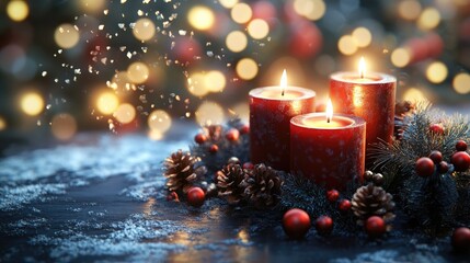 Poster - 3D rendering of candles with a festive background