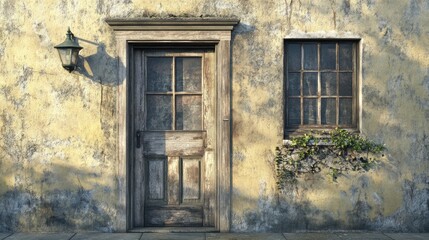 Poster - 3d rendering of a vintage door and window
