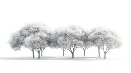 Poster - 3D rendering of trees set against a white background
