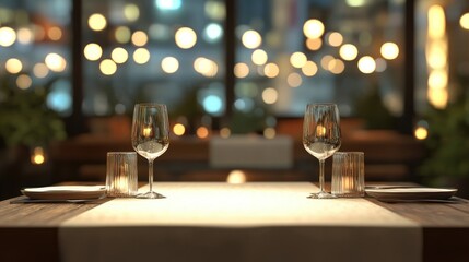 Poster - 3D Rendering of Tabletop with Blurred Restaurant Background