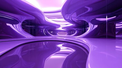 Poster - Abstract violet futuristic interior at night 3D rendering and illustration