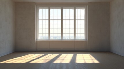 Poster - Empty interior space featuring a window in a 3D rendering