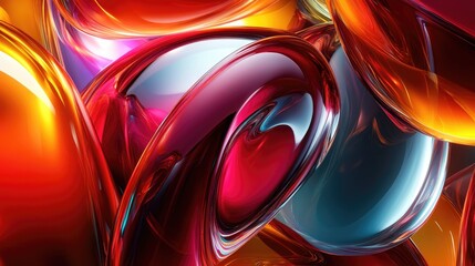 Fototapete - Beautiful abstract composition with vibrant colors and shapes in 3D rendering