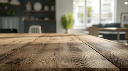 Poster - 3D Rendering of a Tabletop with Blurred Background Interior