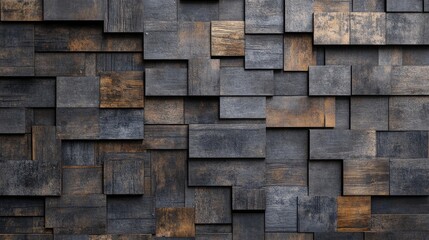Poster - 3D rendering of a background created from aged plywood