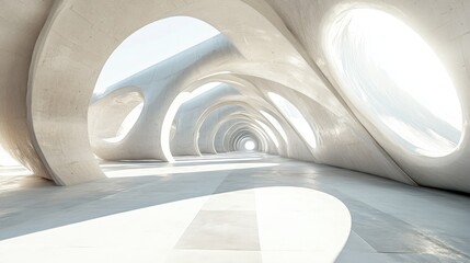 Poster - 3D rendering of a futuristic architectural corridor background
