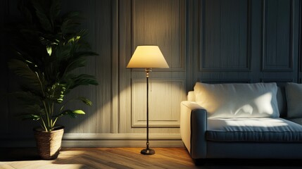 Poster - 3D rendering of a lamp in an indoor setting