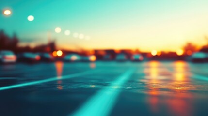 Poster - 3D rendering of an abstract blurred car parking lot background with a vintage filter effect