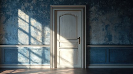 Aufkleber - 3d rendering of an antique interior door illuminated by dappled light