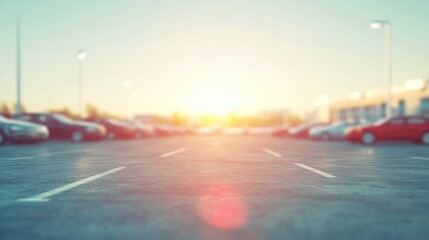 Poster - 3D rendering of an abstract blurred car parking lot background with a vintage filter effect