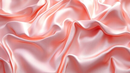 Poster - 3D rendering of crumpled silk fabric in a pale pink color textile background